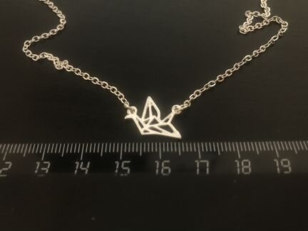 Цепочка с подвеской, птица, оригами, серебряный цв