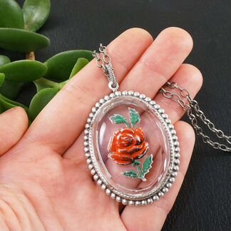 Инталия Красная Роза Винтажная стеклянная