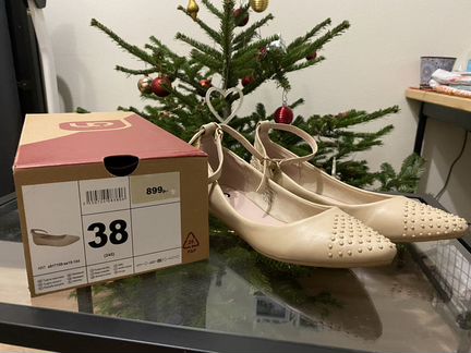 Туфли (балетки) бежевые, размер 36