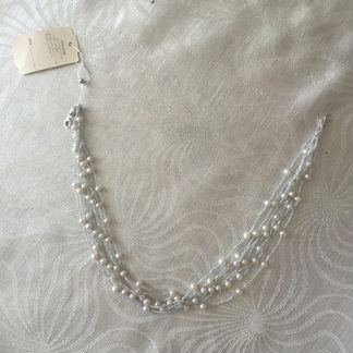 Колье серебро жемчуг