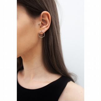 Серебряные серьги-гвоздики в виде шестиугольников