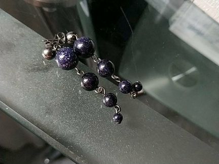 Серьги натуральные камни Авантюрин