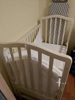 Детская кроватка продольный маятник с ящиком