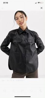 Рубашка из натуральной кожи ASOS White