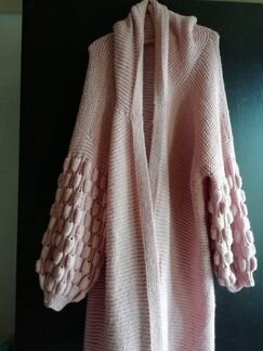 Шикарный длинный кардиган с капюшоном р. 52 56