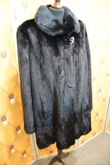 Черная норковая шуба с воротом Апаш 48-50 рр