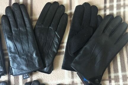 Перчатки муж. кожа натуральная, шерсть, мех, флис