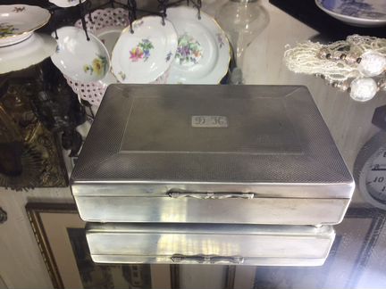 Шкатулка бокс антикварная посеребрение