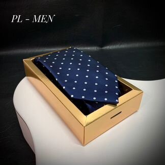 Галстук в горошек новый синий