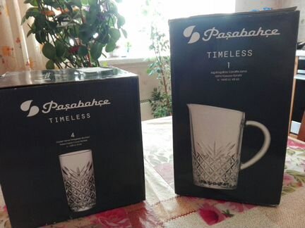 Кувшин + 4 стакана (стекло)