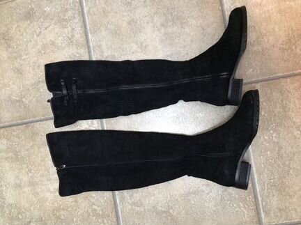 Сапоги ботфорты зимние замша