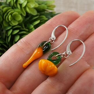 Серьги асимметричные Тыква и Перчик рыжие