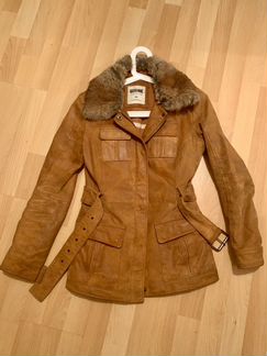 Куртка кожаная Bayonne с воротником из кролика (от