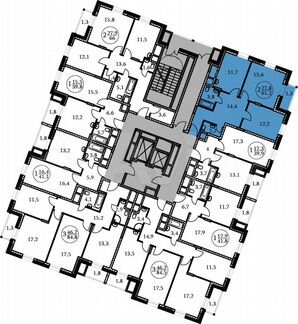 2-к квартира, 61.2 м², 2/17 эт.