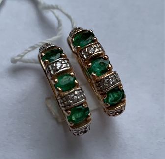 Серьги золотые с изумрудами
