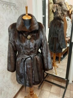 Норковая Шуба 46-48,цв Шоколад, длина 1м, в Идеале