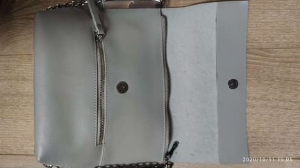 Сумка натуральная кожа, серая