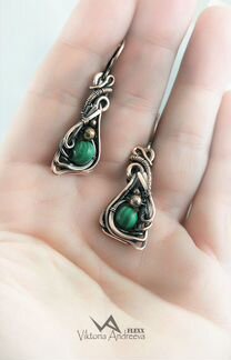 Серьги медные авторские ручной работы