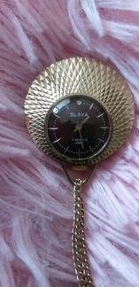 Позолоченные часы кулон Slava