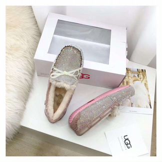 Эспадрильи мокасины лоферы зима угг со стразами