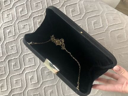 Клатч стразы черный шелк средний