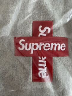 Supreme cross box logo hooded sweatshirt grey
