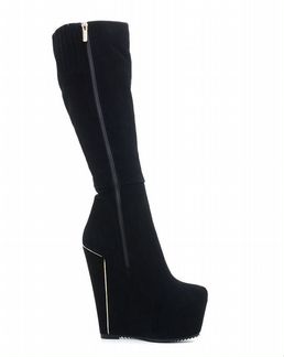 Сапоги замшевые на высокой платформе