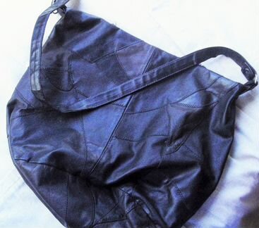 Сумка черная кожа в стиле пэчворк мягкая