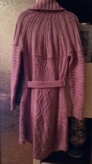 Стильный вязаный кардиган грязно розовый